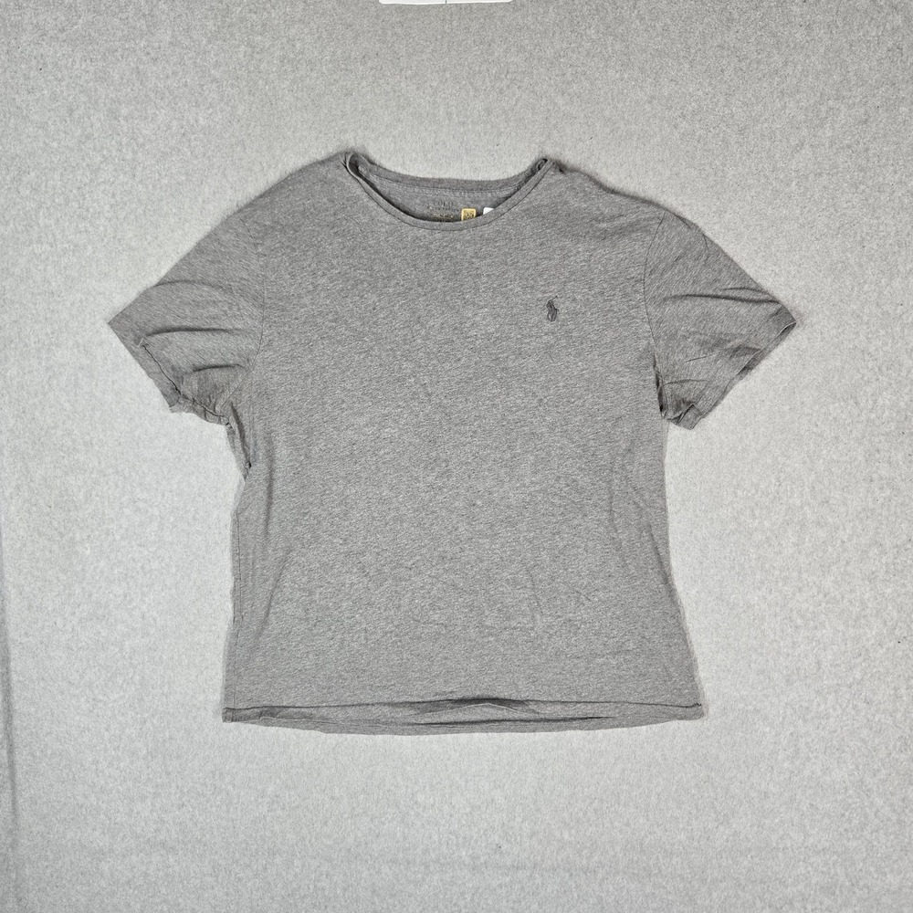 Polo Ralph Lauren Men Shirt L Gray Logo Short Sleeve Pony Embroidered